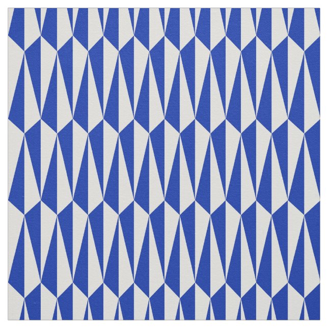 Geometriskt Mitt--Århundrade, kobolt och vit Tyg (Provkarta)