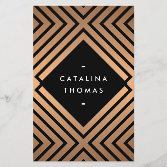 Geometriskt Mod Bold Black och Ro Guld Mönster Flygblad (Framsidan)