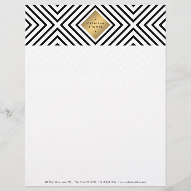Geometriskt Mod med fetstil, svart och vit Mönster Brevhuvud (Framsida)