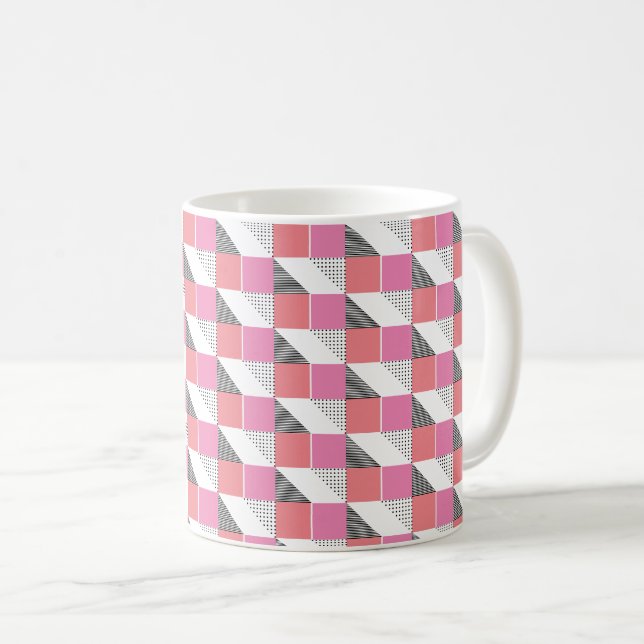 Geometriskt modern mönster, estetisk svart och ros kaffemugg (Framsida höger)