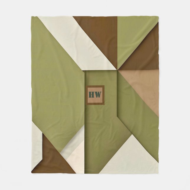 Geometriskt monogram för ekologisk chic fleecefilt (Framsidan)