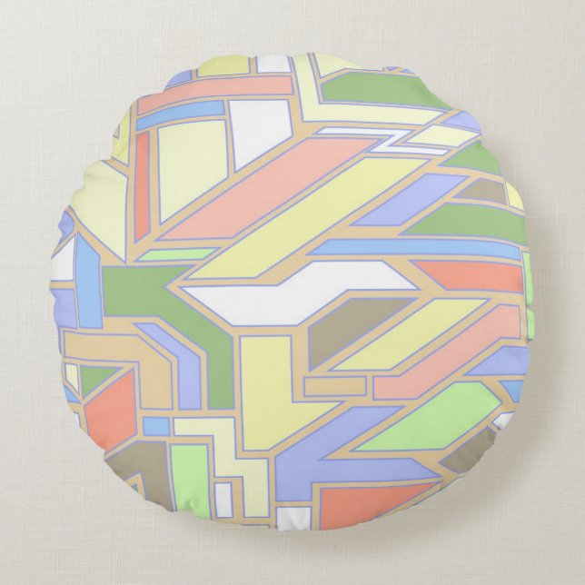 Geometriskt mönster 3 rund kudde (Framsidan)