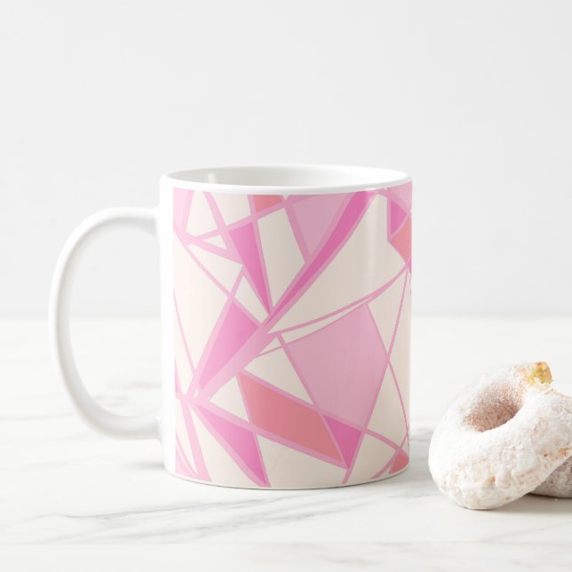 Geometriskt mönster abstrakt färg rosa  kaffemugg (Med munk)