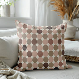 Geometriskt mönster av brunt och rosa polka dots kudde