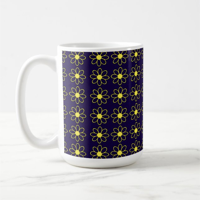 Geometriskt mönster av gula tusenskönor kaffemugg (Vänster)