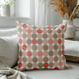 Geometriskt mönster av rött, brunt, rosa polka dot kudde