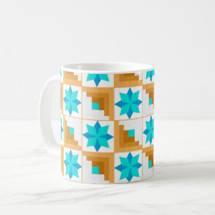 Geometriskt mönster flerfärgad lapptäcke kaffemugg
