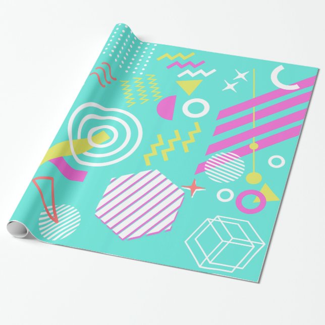 geometriskt mönster för 90-tal presentpapper (Utrullad)