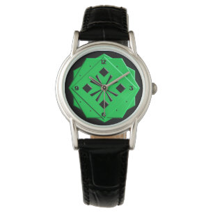 Geometriskt mönster för art décosmaragdgrönt armbandsur