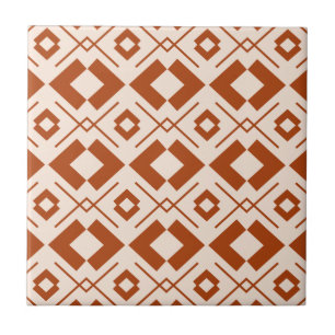 Geometriskt mönster för beige och bränd orange kakelplatta