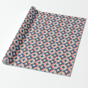 Geometriskt mönster för blått & för korall presentpapper