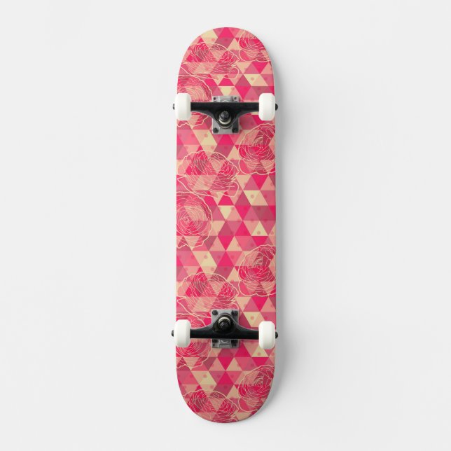 Geometriskt mönster för blomma skateboard bräda 19,5 cm (Framsida)
