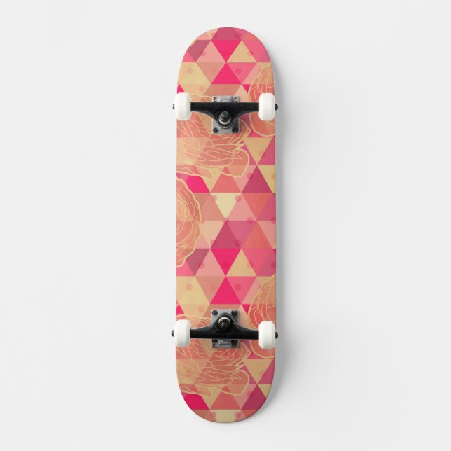 Geometriskt mönster för blomma skateboard bräda 21,5 cm (Framsida)