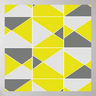 Geometriskt mönster för gula grå färg poster