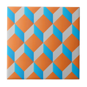 Geometriskt mönster för kub 3d - retro design kakelplatta
