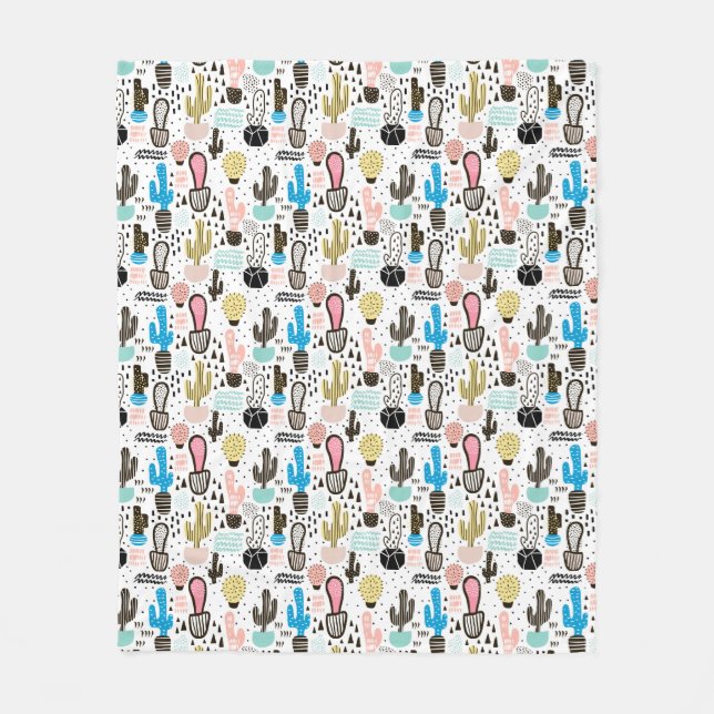 Geometriskt mönster för modern kaktus fleecefilt (Framsidan)