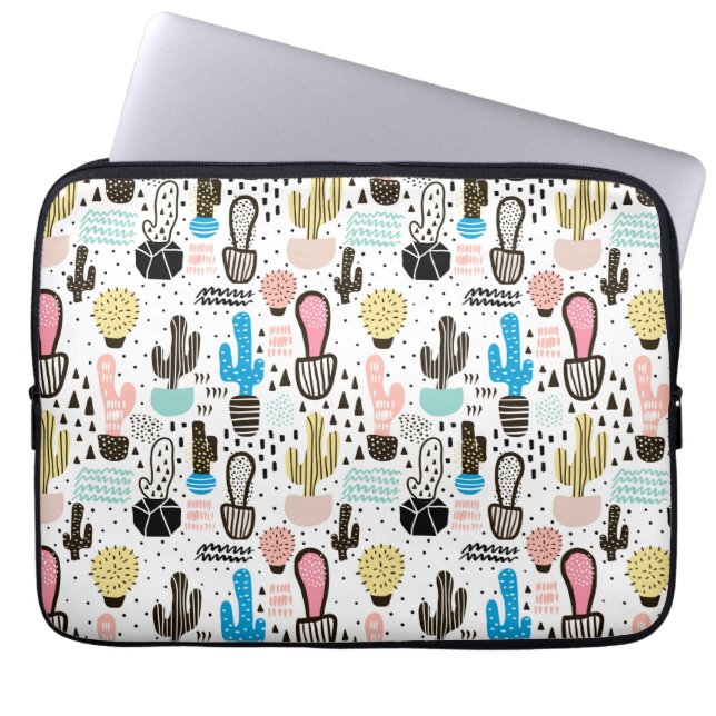 Geometriskt mönster för modern kaktus laptop sleeve (Framsidan)