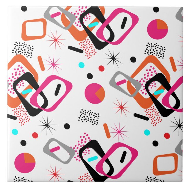 Geometriskt mönster för modernt mitt- århundrade kakelplatta (Framsidan)