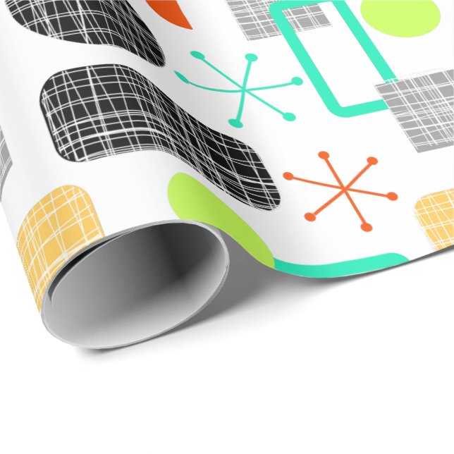 Geometriskt mönster för modernt mitt- århundrade presentpapper (Rullad Hörn)