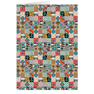 Geometriskt mönster för skraj stam- Patchwork Hälsningskort