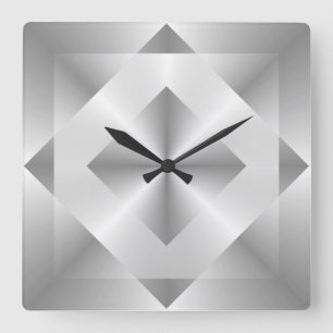 Geometriskt mönster för stilfullt silver fyrkantig klocka