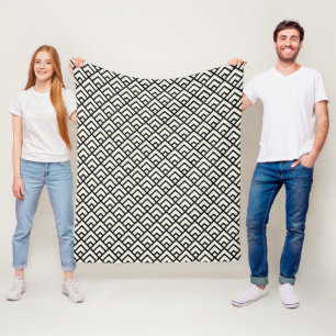 Geometriskt mönster för svart & för vit fleecefilt