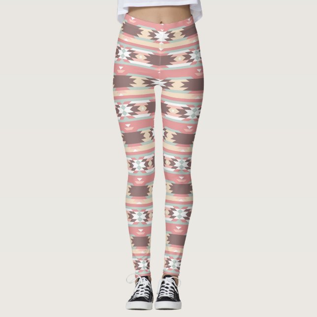 Geometriskt mönster i aztec stil 2 leggings (Framsida)