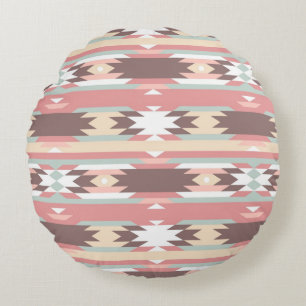 Geometriskt mönster i aztec stil 2 rund kudde