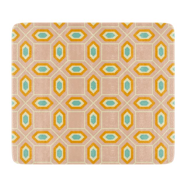 Geometriskt mönster i blå och orange diamantform (Framsidan)