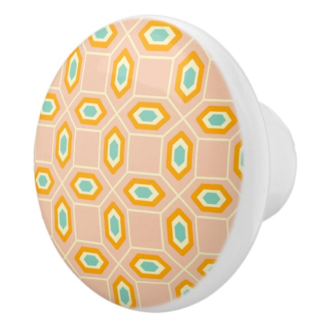 Geometriskt mönster i blå och orange diamantform knopp (Höger)