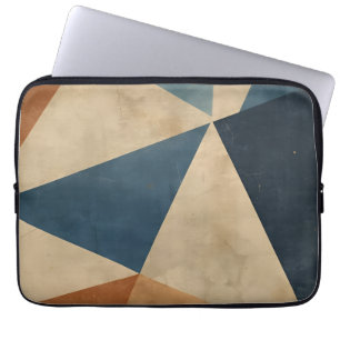 Geometriskt mönster i blåa, beige och rostfärger laptop fodral
