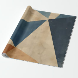 Geometriskt Mönster i Blått, Beige och Rost Presentpapper