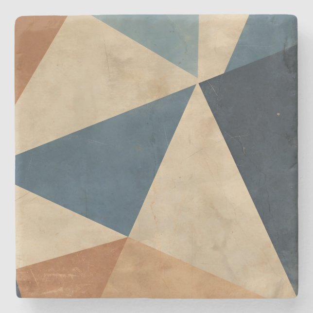Geometriskt mönster i blått, beige och rost stenunderlägg (Framsidan)