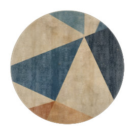 Geometriskt mönster i blått, tan och rost