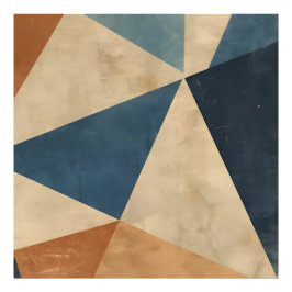 Geometriskt mönster i blått, tan och rost fototryck