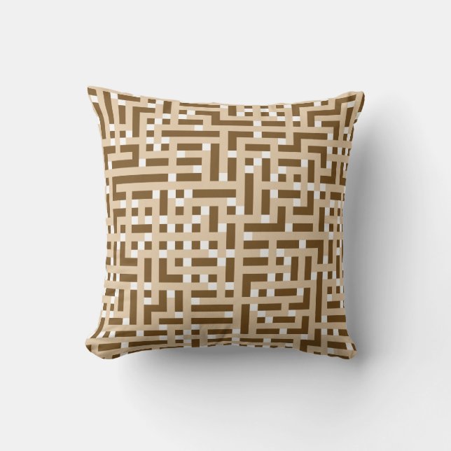 Geometriskt mönster i brunt, beige och White. Kudde (Framsida)