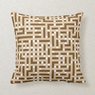 Geometriskt mönster i brunt, beige och White. Kudde