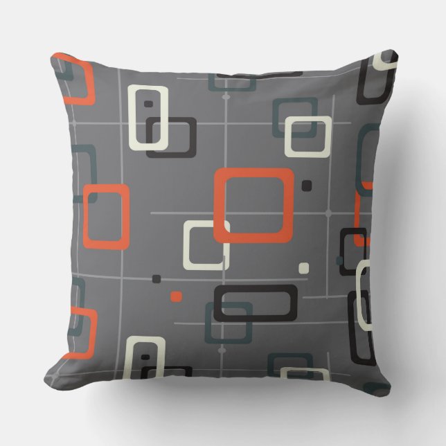 Geometriskt mönster i mitten av århundradet kudde (Framsida)