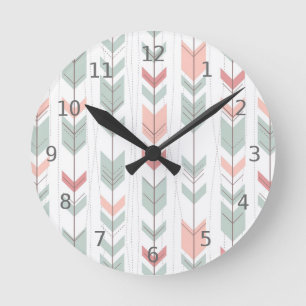 Geometriskt mönster i retro stil rund klocka