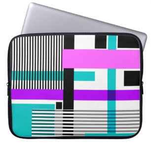 geometriskt mönster i stripe och neon färg laptop fodral