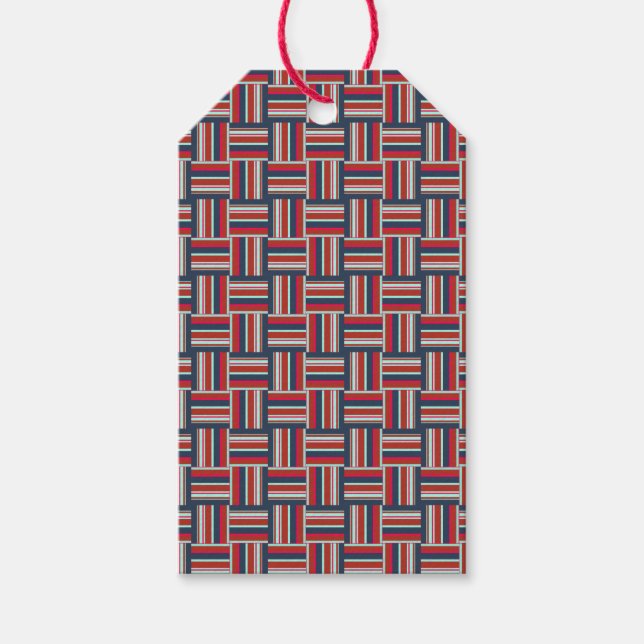 Geometriskt mönster med färgglada ränder presentetikett (Framsidan)