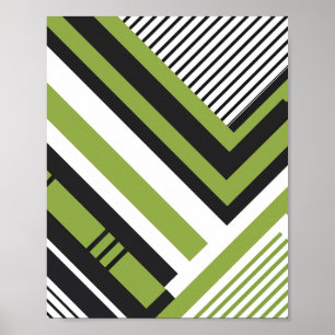Geometriskt Mönster med Grönt och svart Rand Poster