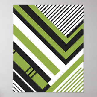 Geometriskt Mönster med Grönt och svart Rand Poster