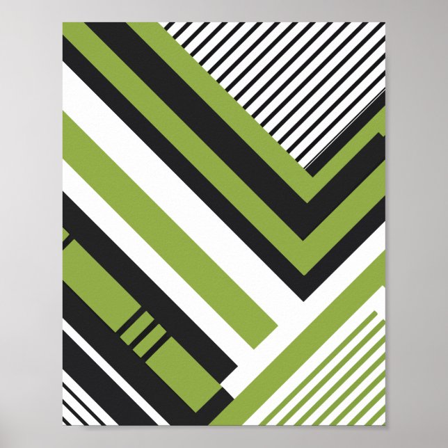Geometriskt Mönster med Grönt och svart Rand Poster (Framsidan)