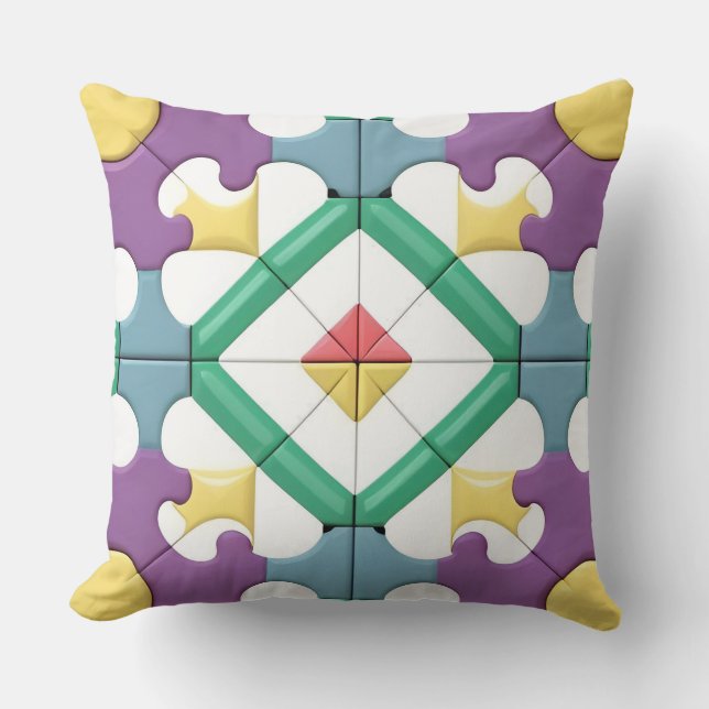 Geometriskt Mönster Med Levande Färger Kudde (Framsida)