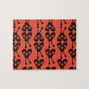 Geometriskt mönster med nyckelpigor orange pussel