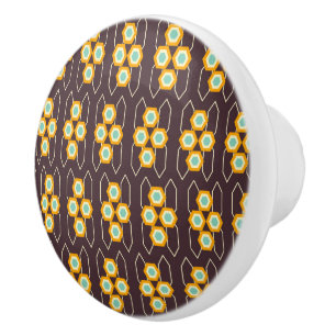 Geometriskt mönster med orange och blå hexagoner knopp