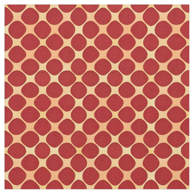 Geometriskt Mönster Med Röda Cirklar Tyg (Närbild)