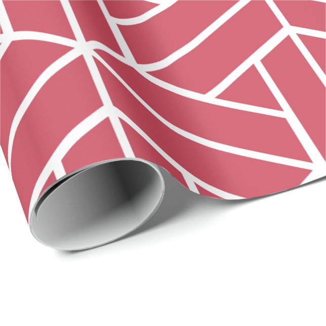 Geometriskt mönster med röda hexagoner presentpapper (Rullad Hörn)