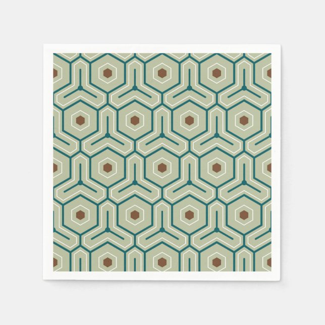 Geometriskt mönster med sammankopplade hexagoner pappersservett (Framsidan)